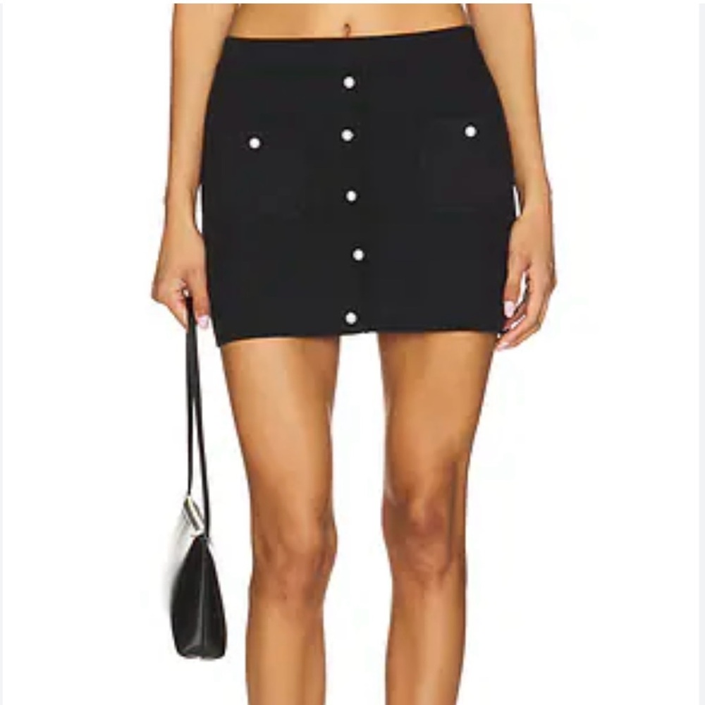 Zara Black Mini Skirt with Silver Buttons